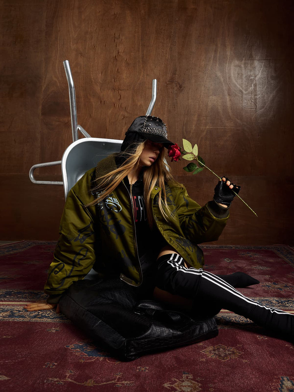 Street Graffiti Lamb Collar Flight Cotton Jacket