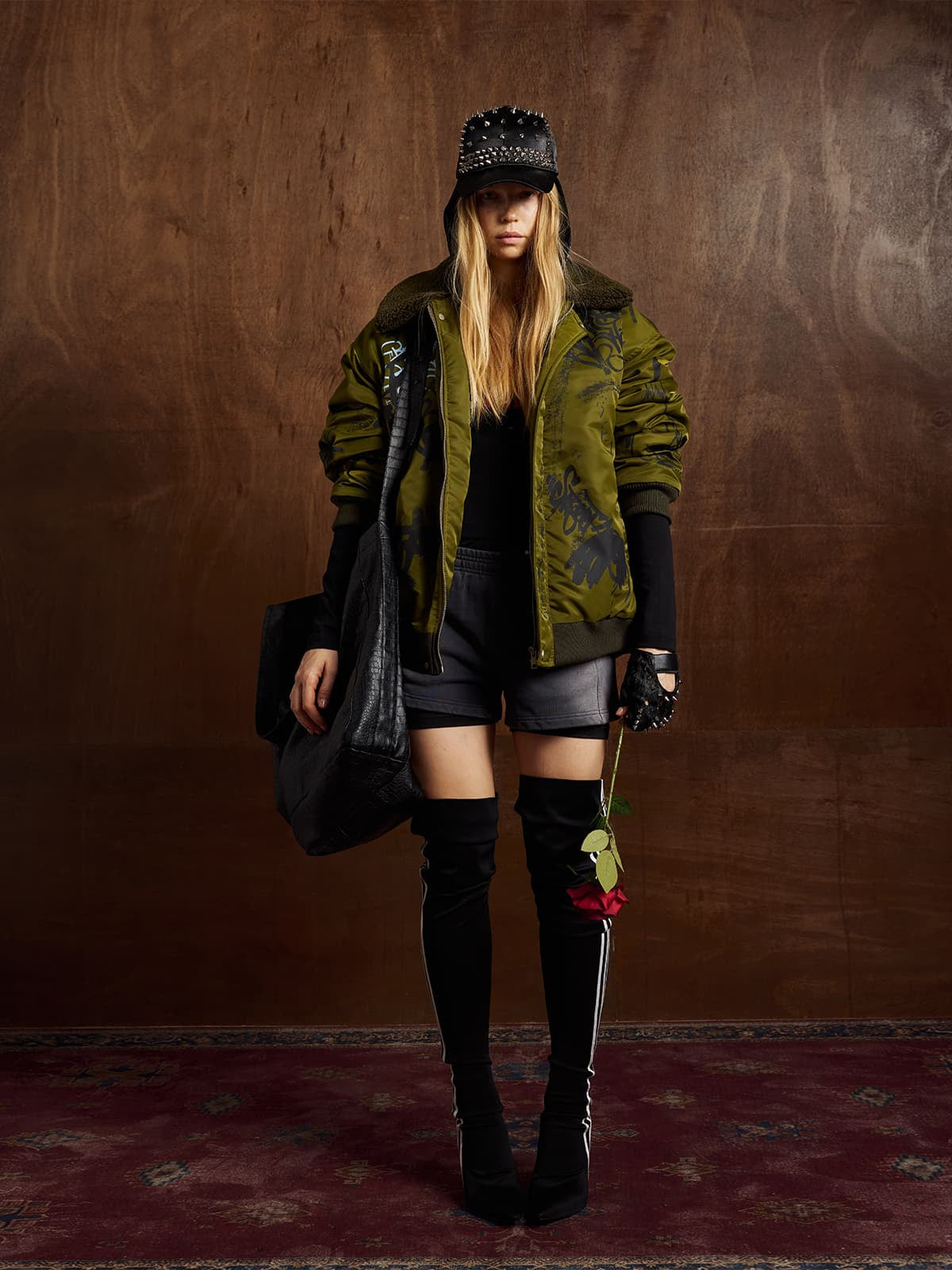 Street Graffiti Lamb Collar Flight Cotton Jacket