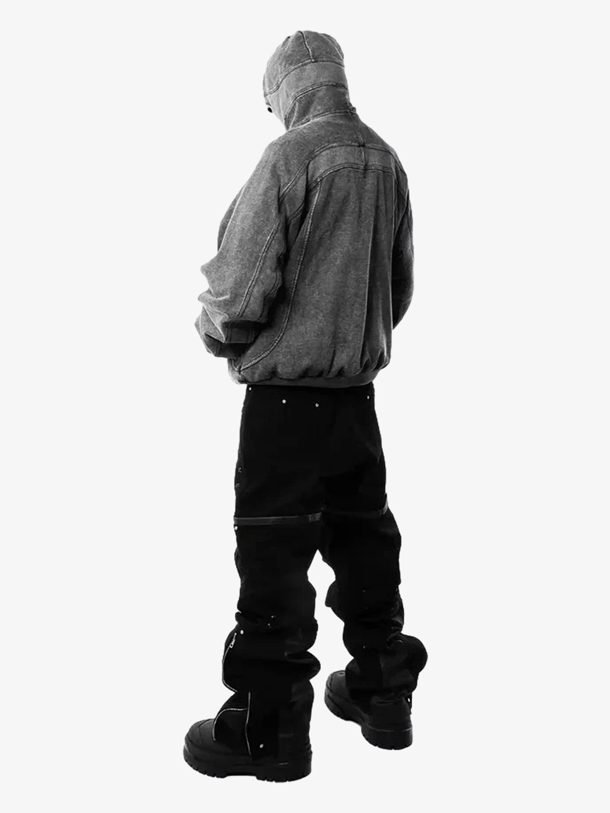 Fleece Retro Zipper Eye-Hood Design Hooded Jacket - 2489