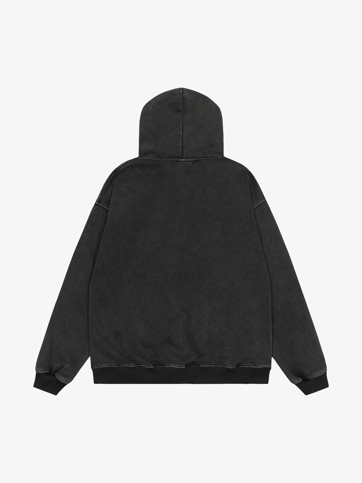 Retro Chain-Decorated Washed Fur Collar Hooded Jacket