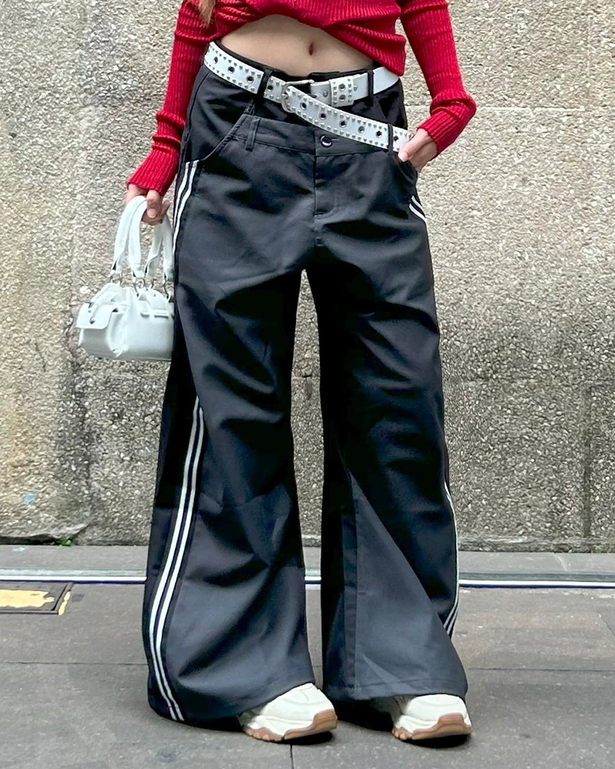 Double Waist Patchwork Wide Leg Pants | Inflation streetwear