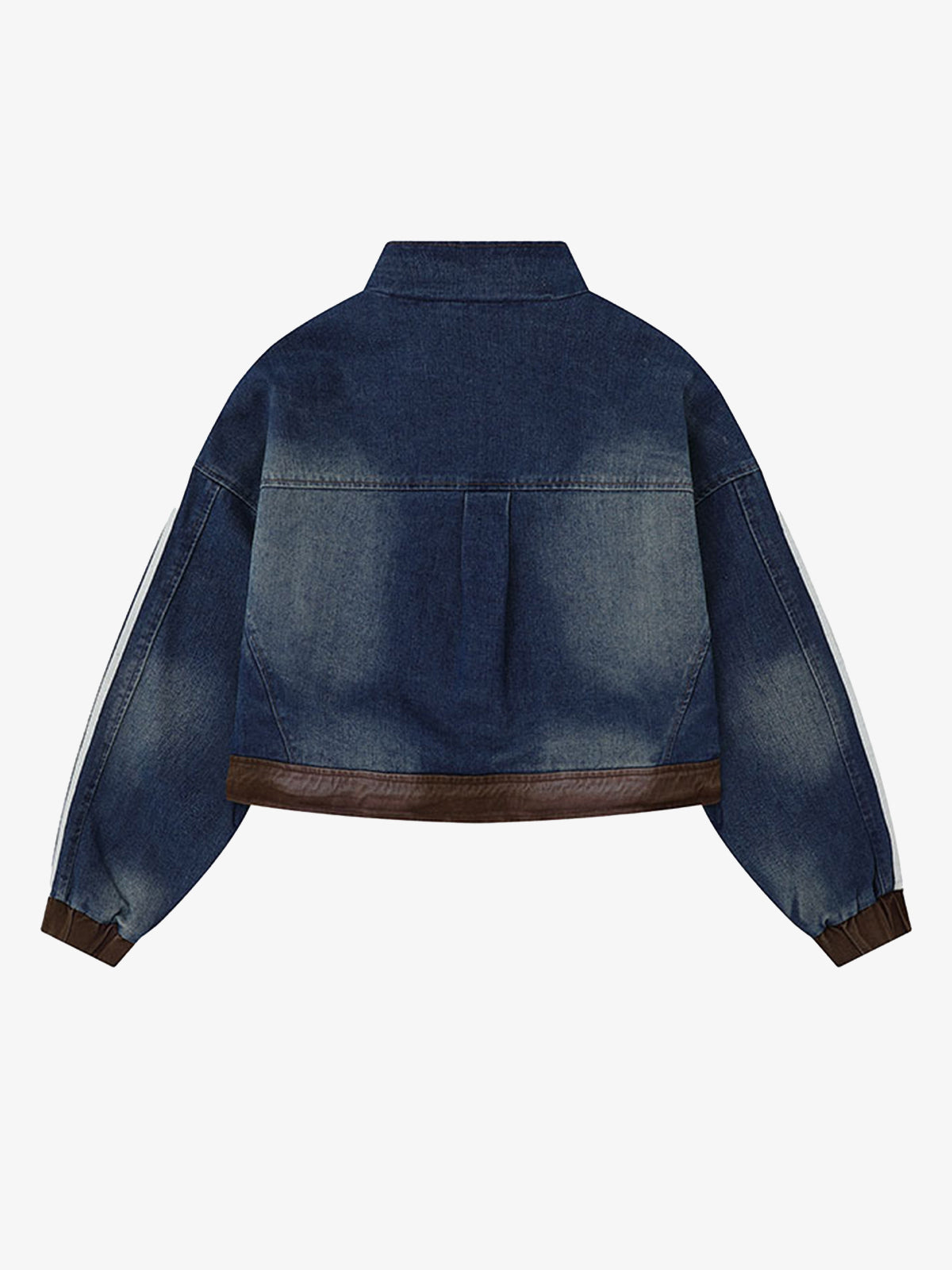 Retro Badge Embroidered Cropped Denim Jacket