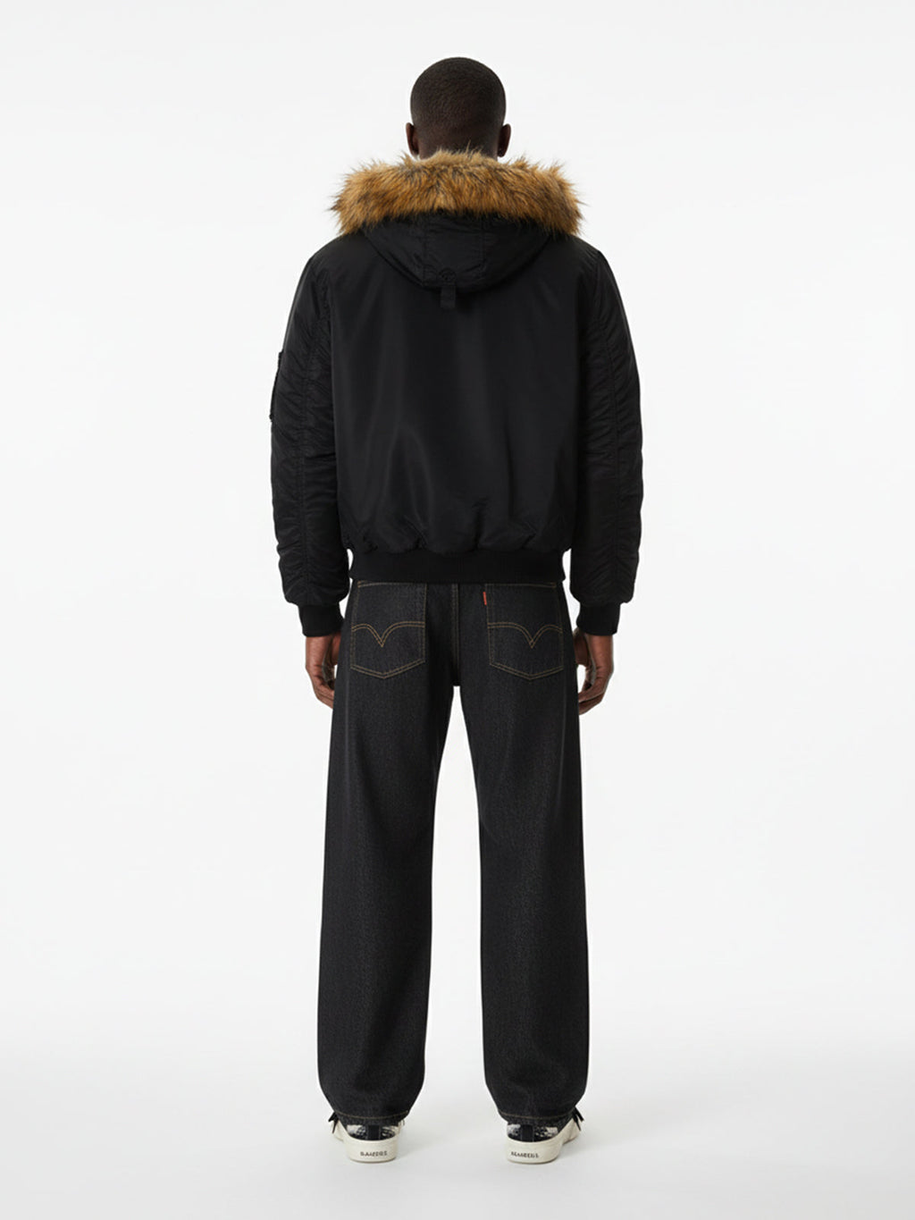 Street Dark Shadow Fur Collar Quilted Bomber Jacket