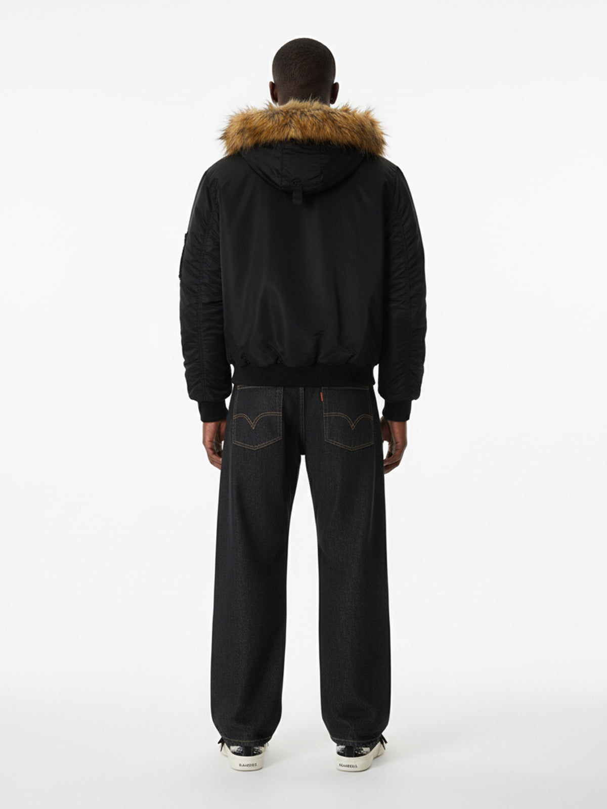 Street Dark Shadow Fur Collar Quilted Bomber Jacket