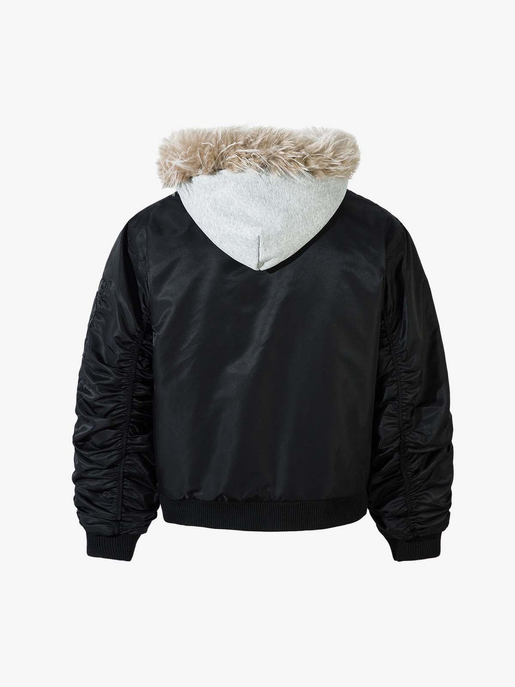 Vintage Fur Hood Padded Zip Up Bomber Jacket