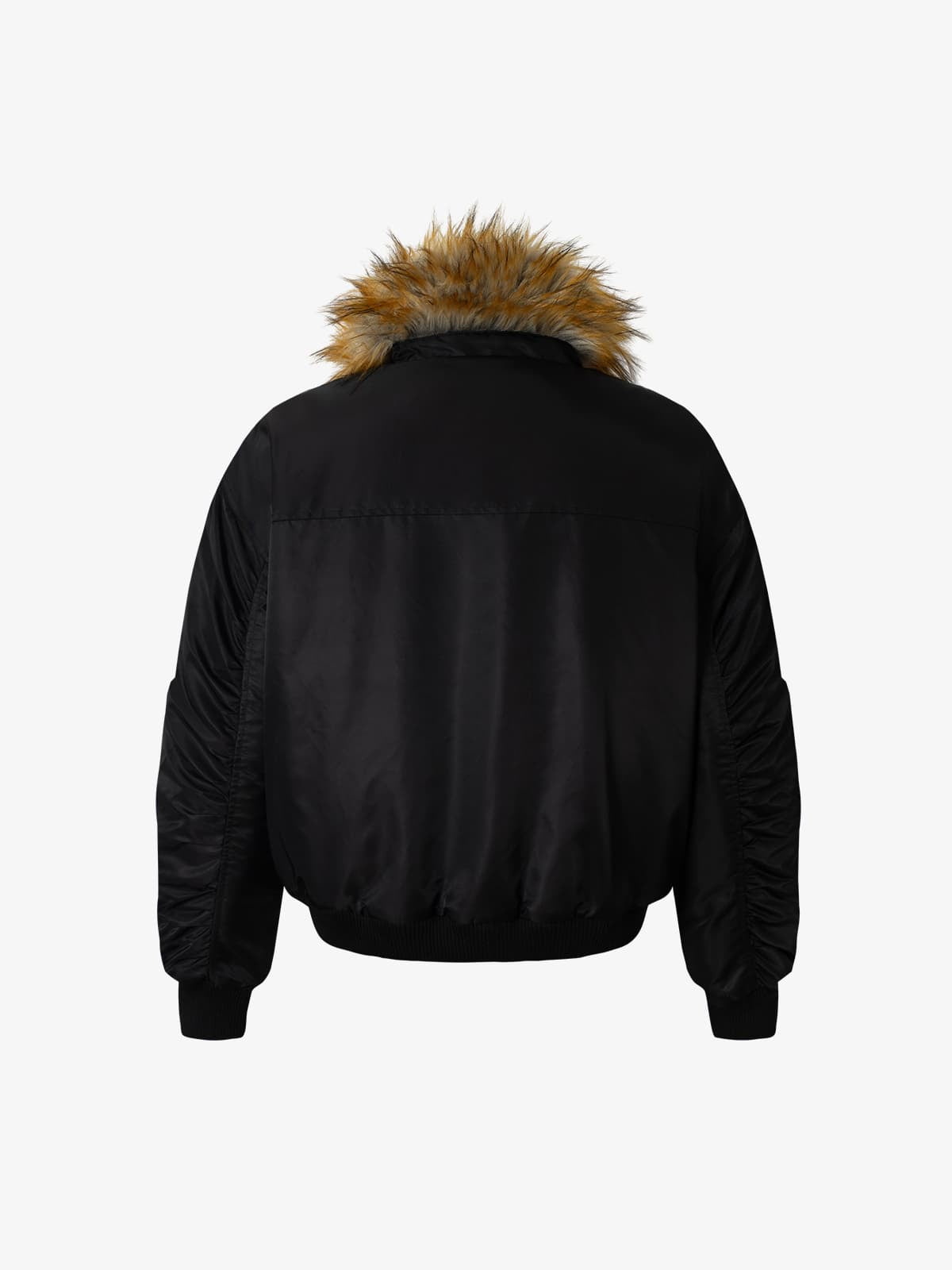 Street Dark Shadow Fur Collar Quilted Bomber Jacket