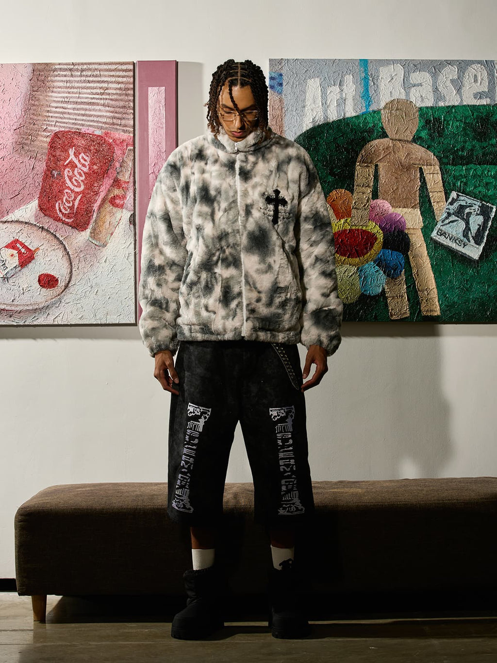 Heavy-Duty Faux Lambswool Tie-Dye Urban Jacket - 1558