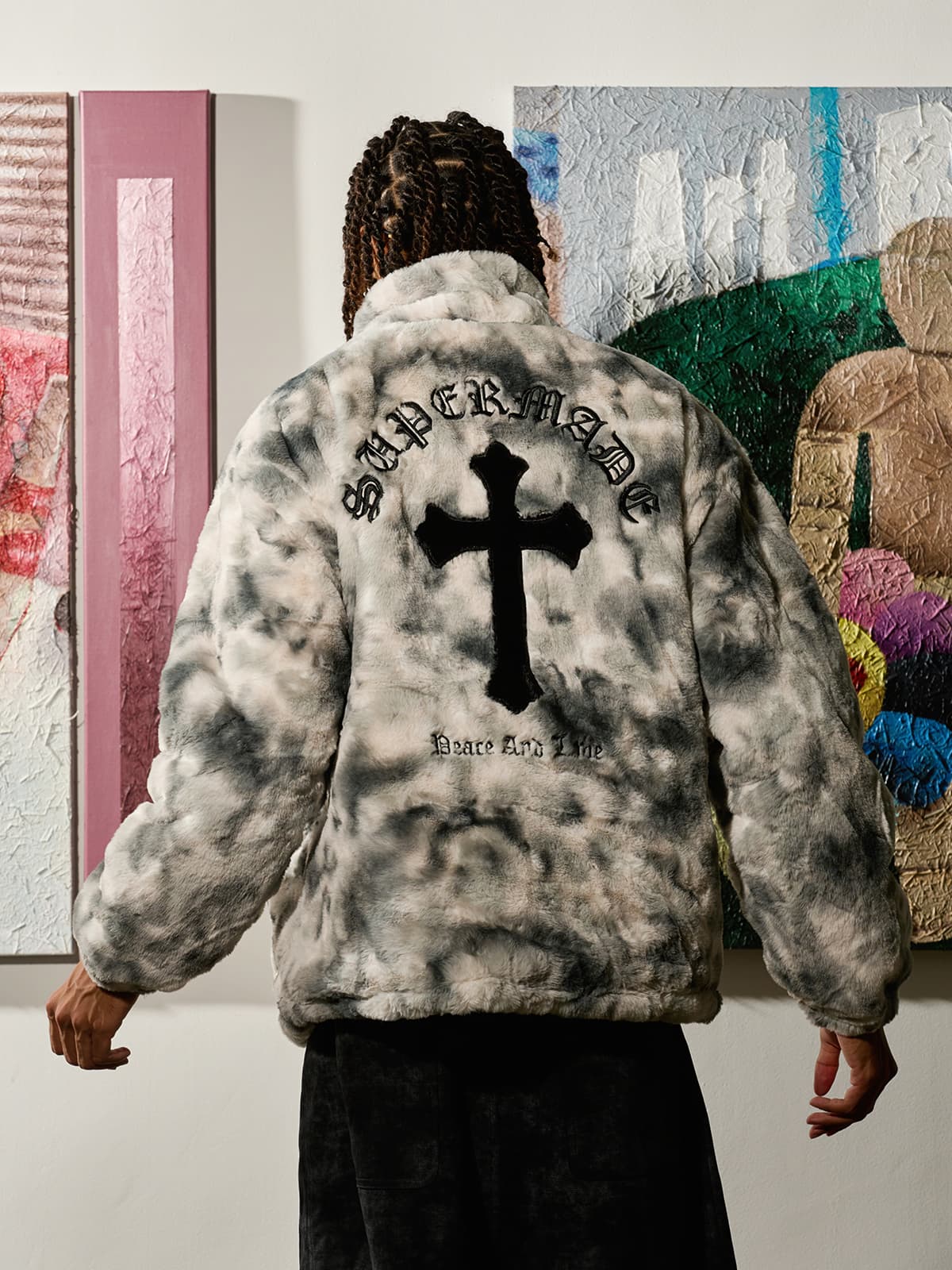 Heavy-Duty Faux Lambswool Tie-Dye Urban Jacket - 1558