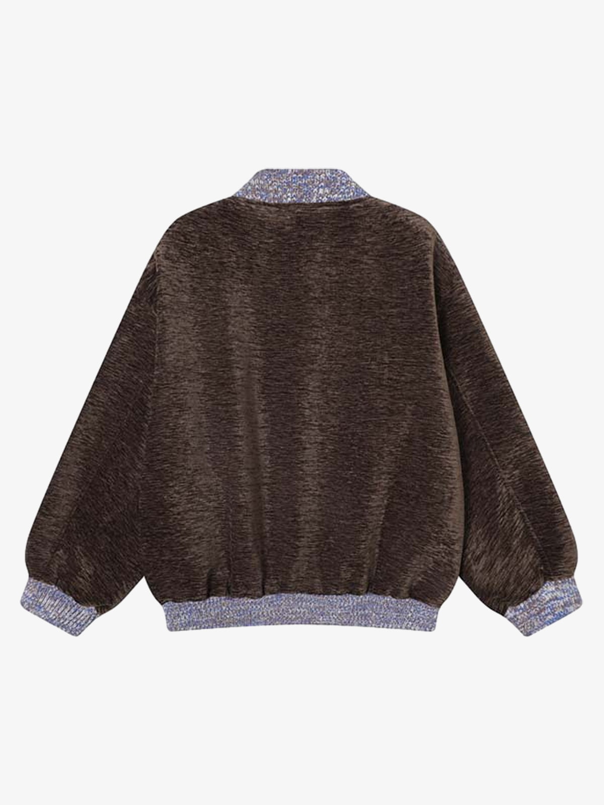 Vintage Chenille Color-Block Baseball Collar Jacket