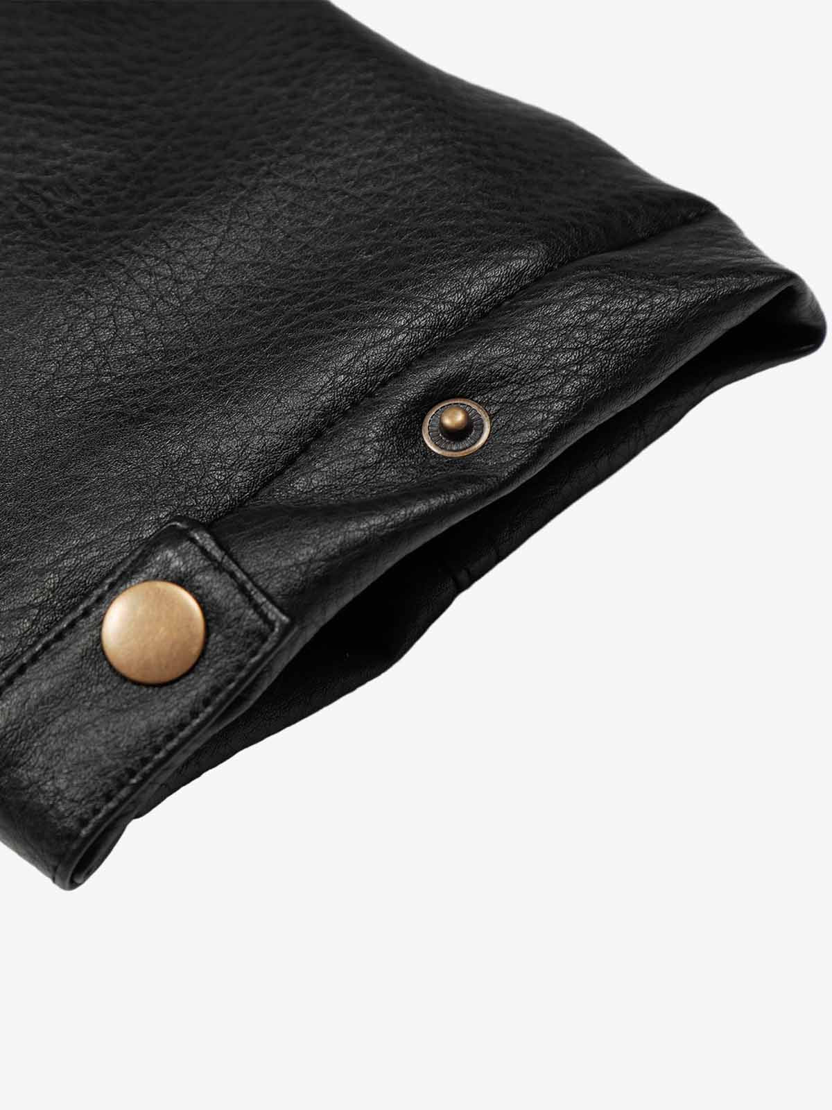 Retro Detachable Fur Collar PU Multi-Pocket Bomber Jacket