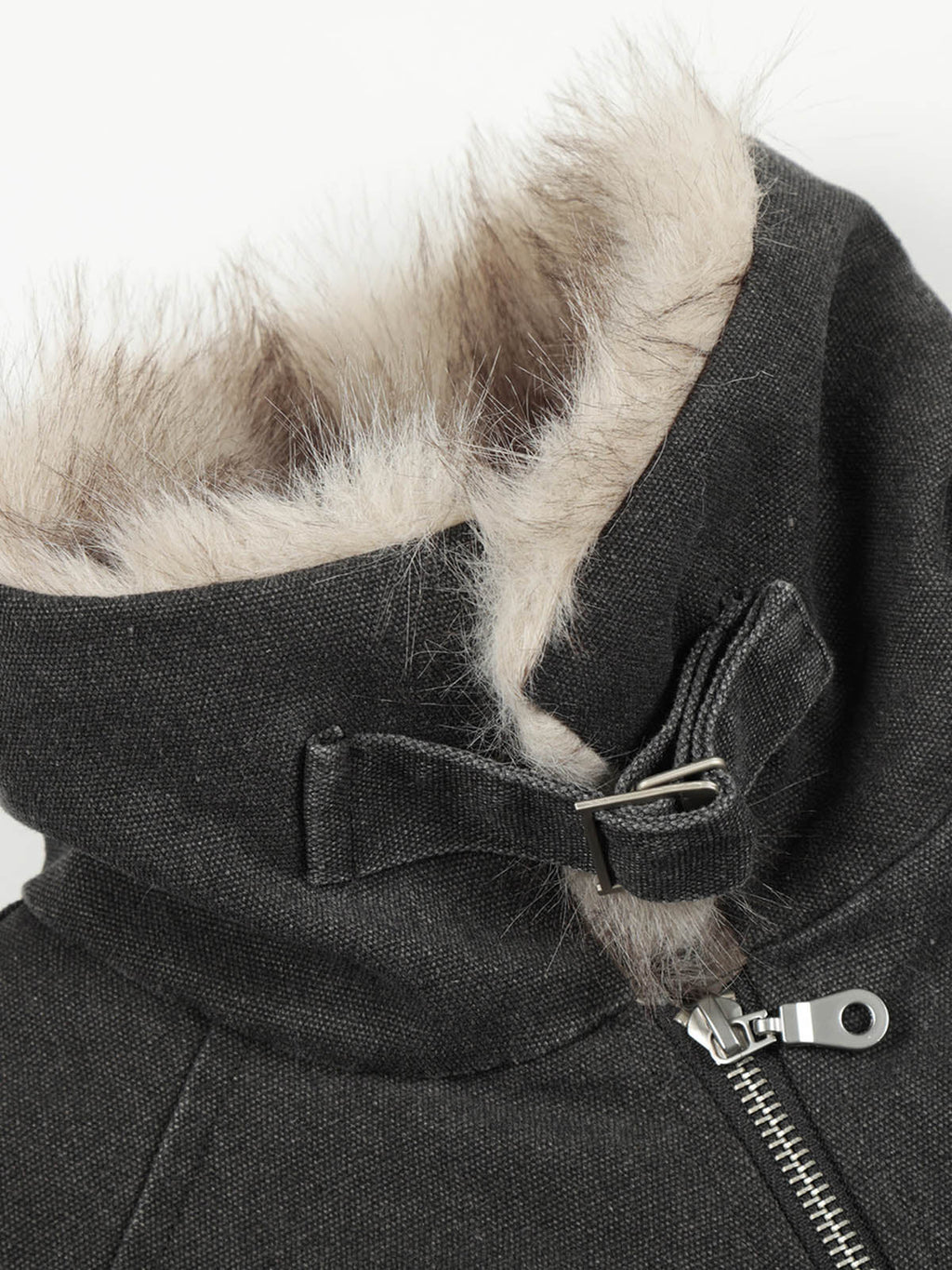 Pocket Zip Up Fur Collar Work Quilted Jacket