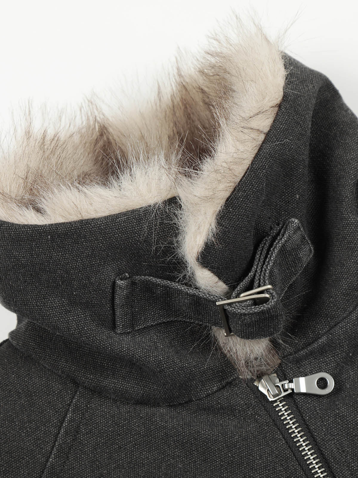 Pocket Zip Up Fur Collar Work Quilted Jacket