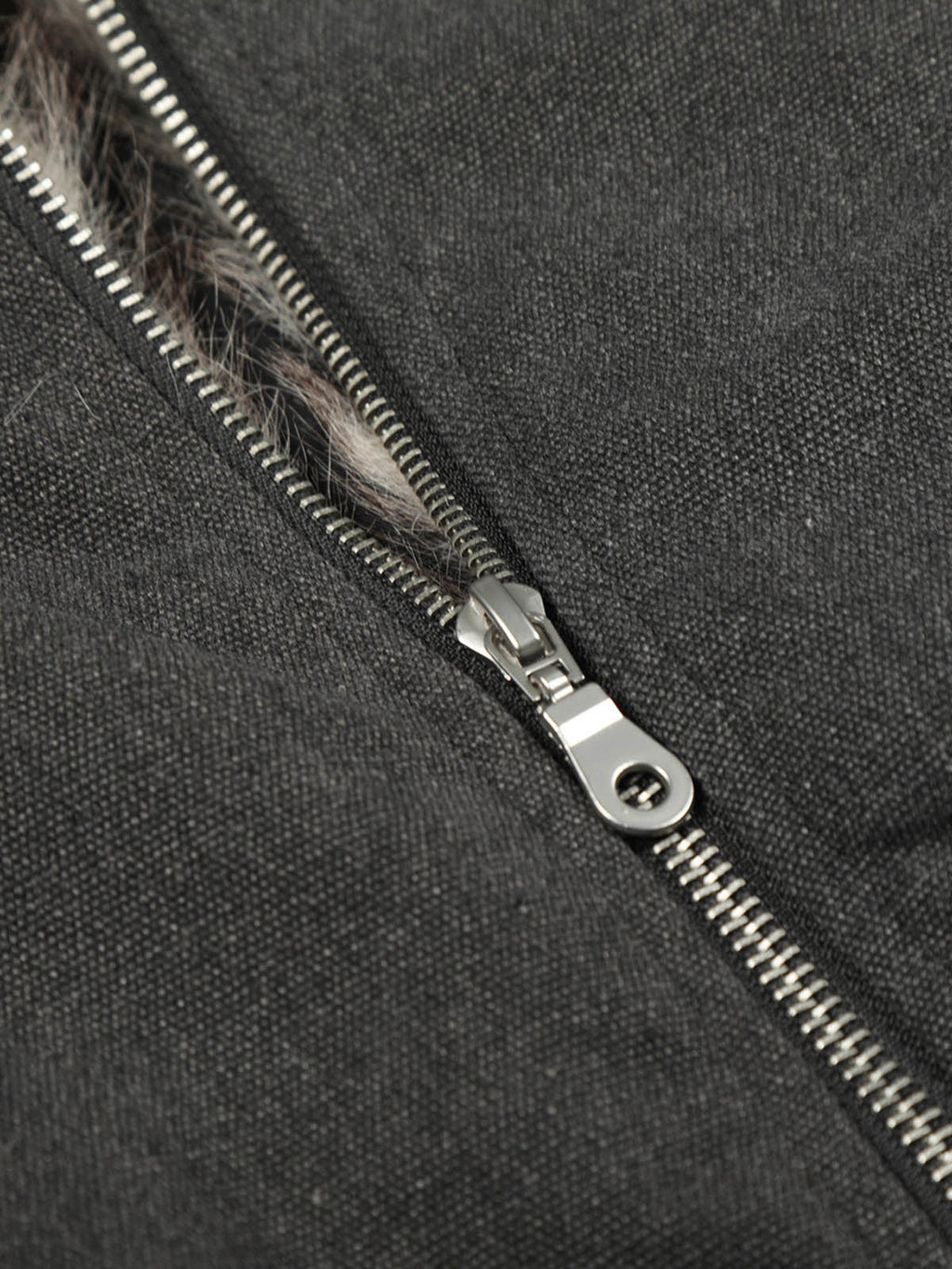 Pocket Zip Up Fur Collar Work Quilted Jacket