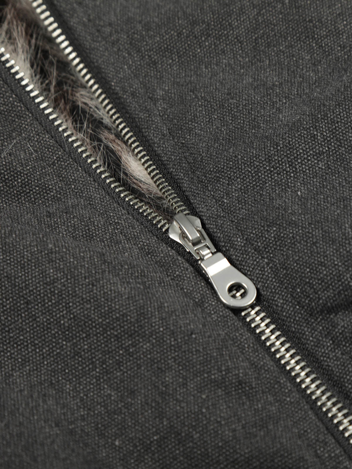 Pocket Zip Up Fur Collar Work Quilted Jacket