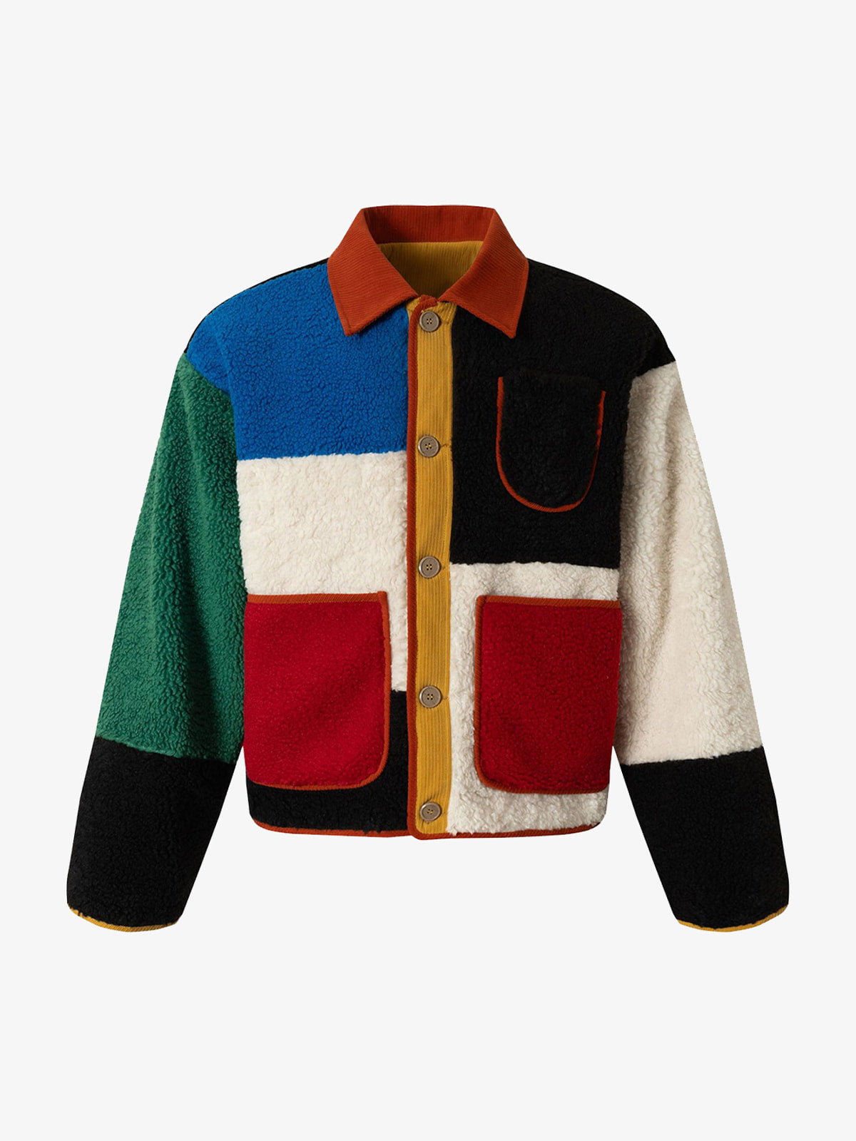Vintage Lambswool Geometric Colorful Patchwork Jacket
