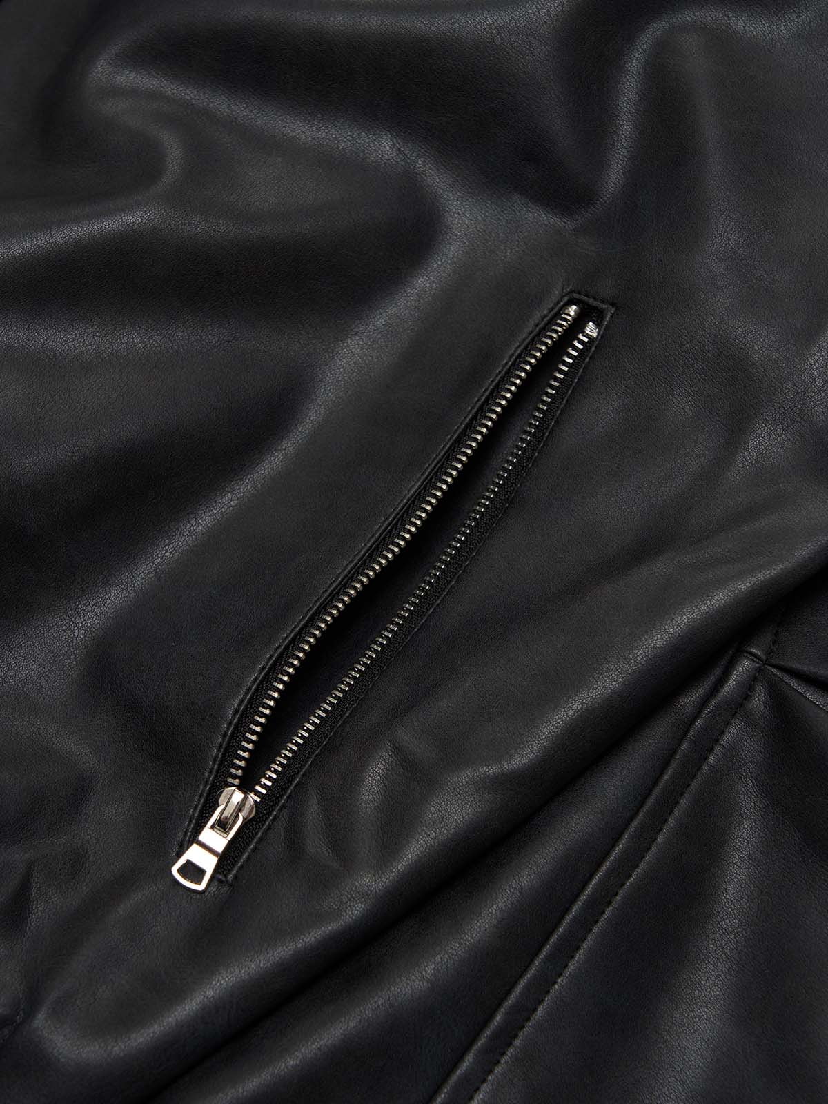 SUPM Fur Collar Rhinestone Pattern Leather Jacket