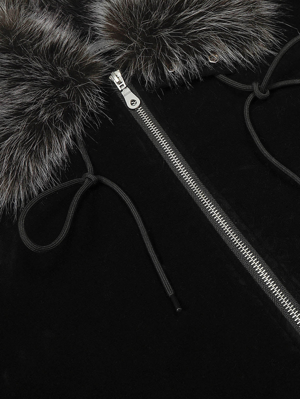 Vintage Drawstring Design Fur Collar Padded Jacket