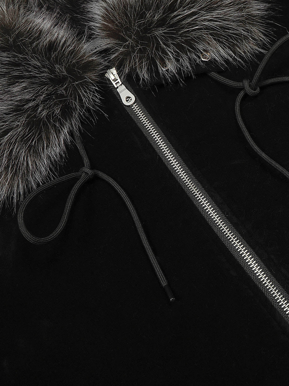 Vintage Drawstring Design Fur Collar Padded Jacket