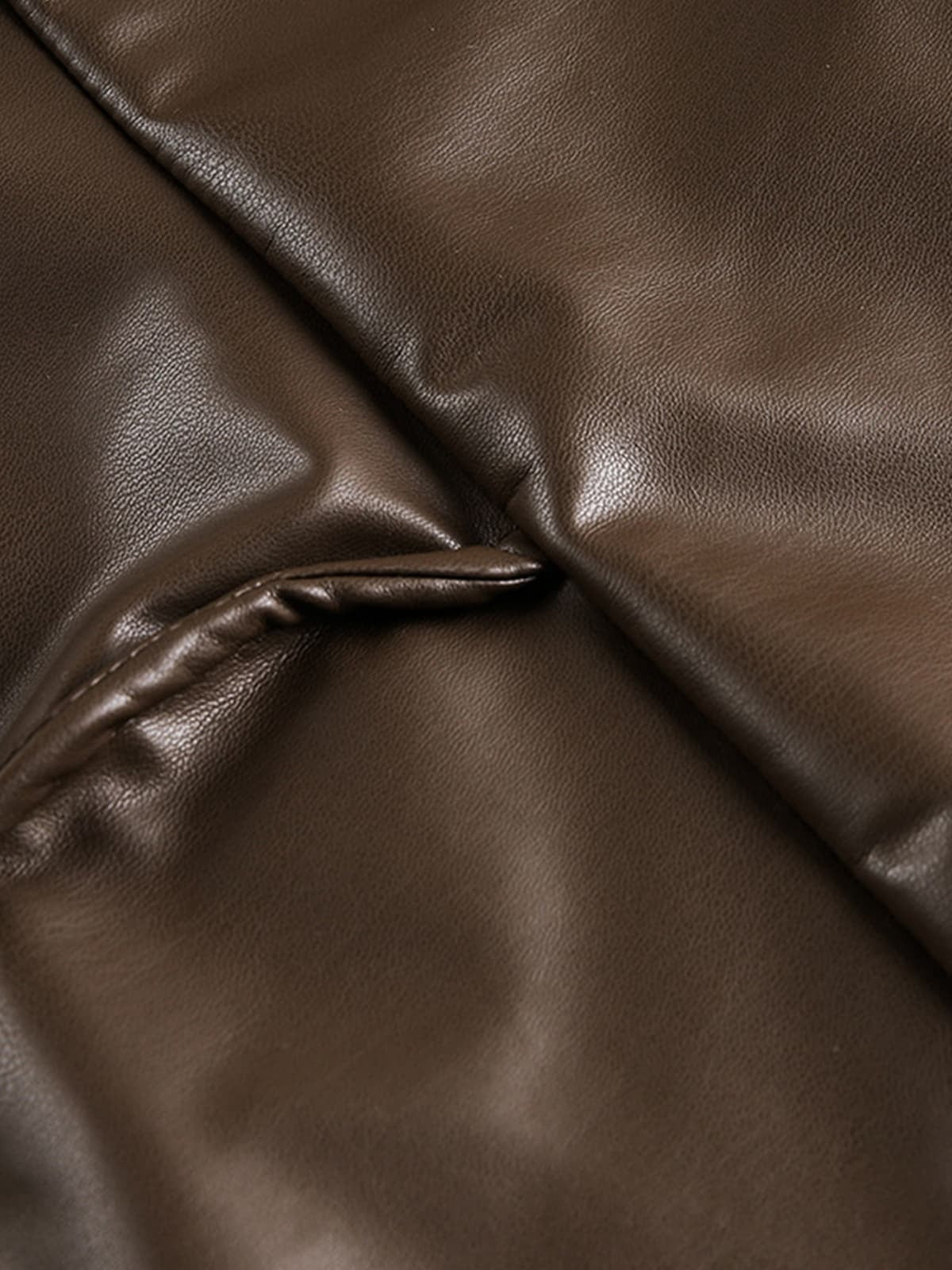 Retro Brown Faux Leather Zip-Up Bomber Jacket