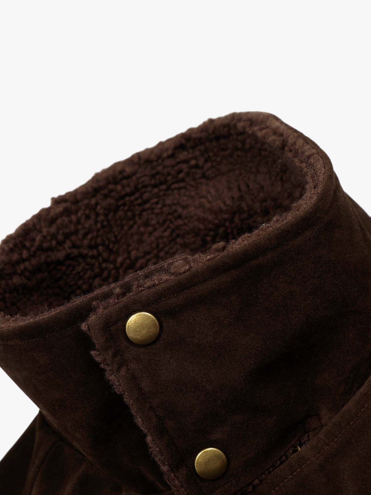 Retro Asymmetrical Lambswool Suede Padded Jacket