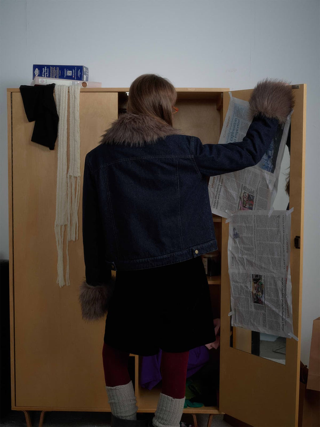 Retro Detachable Fur Collar Workwear Denim Jacket