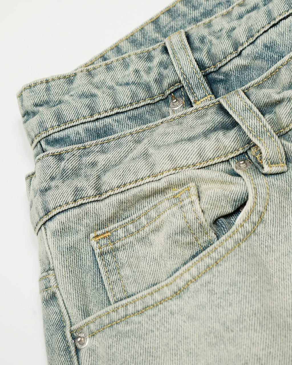 Double Waist Acid Washed Baggy Jeans | Inflation streetwear