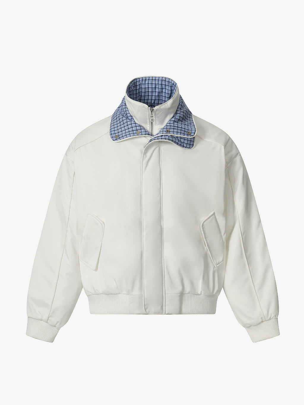 Retro Layered Look Plaid Collar Padded Jacket