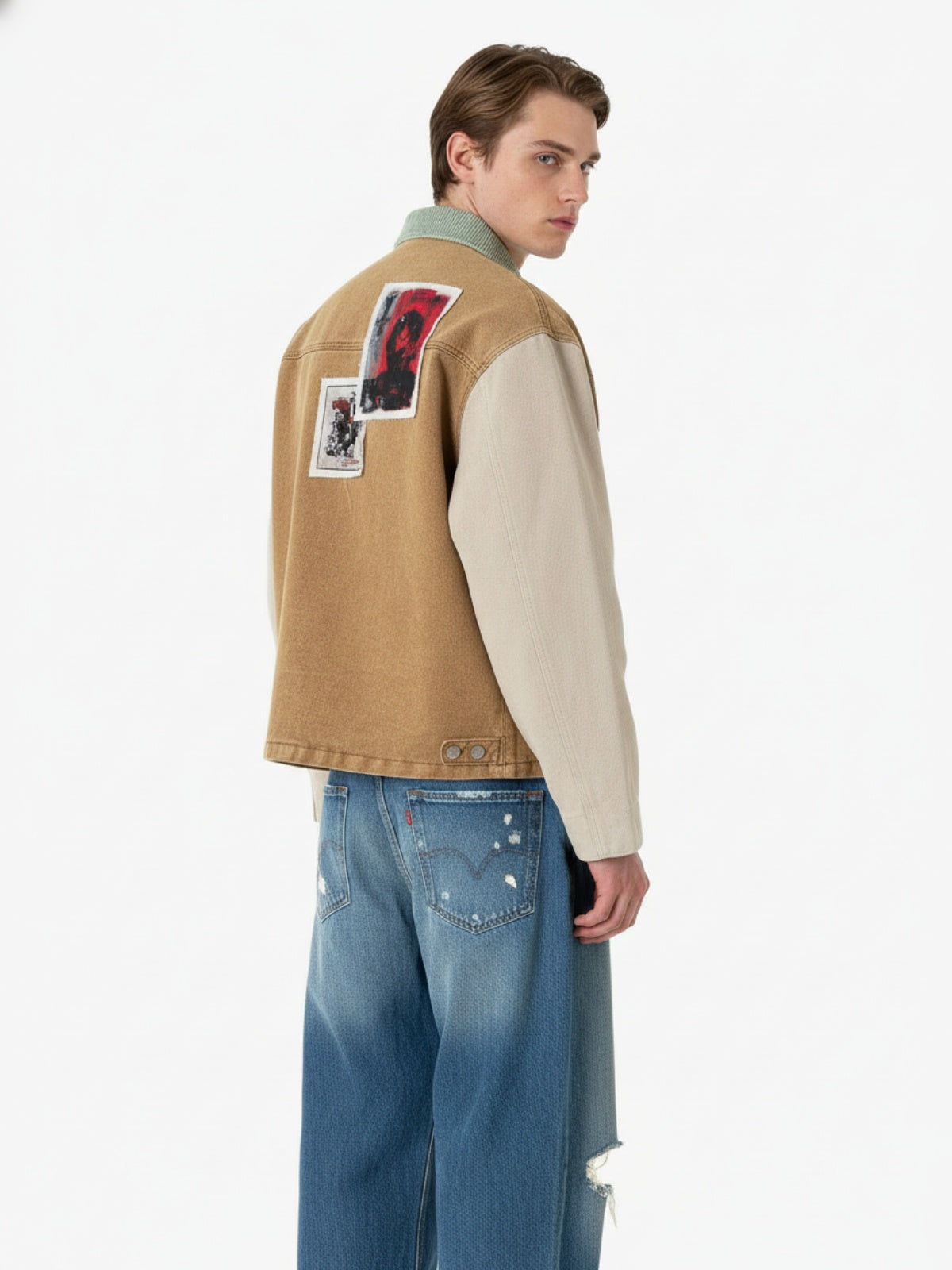 Punk Retro Collage Print Distressed Heavy Jacket - 2539