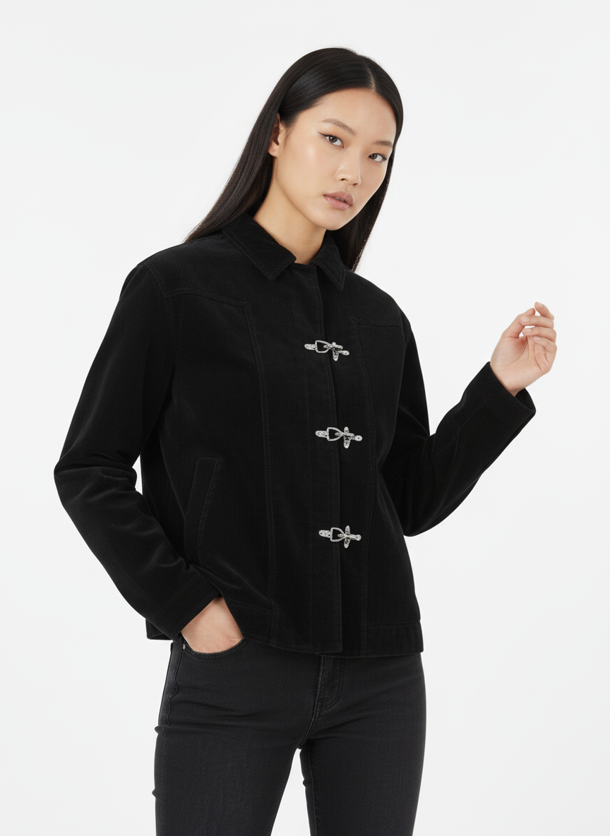 Retro Unique Metal Button Suede Lapel Bomber Jacket - 2538