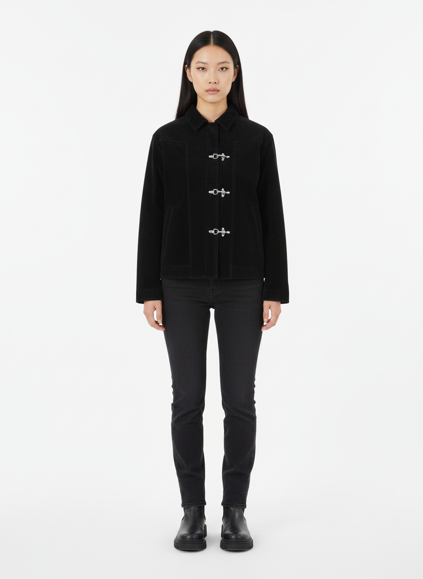 Retro Unique Metal Button Suede Lapel Bomber Jacket - 2538