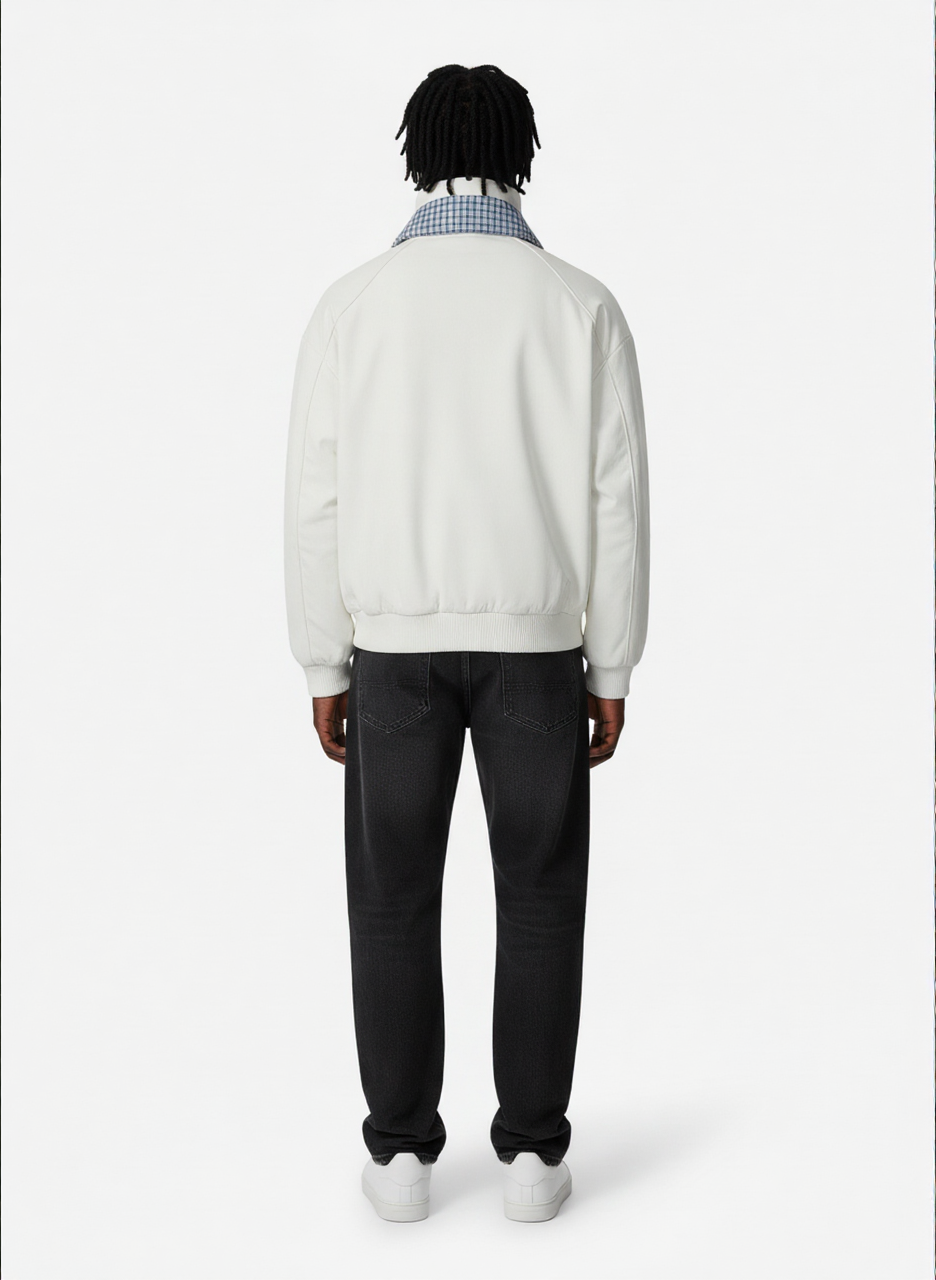 Retro Layered Look Plaid Collar Padded Jacket