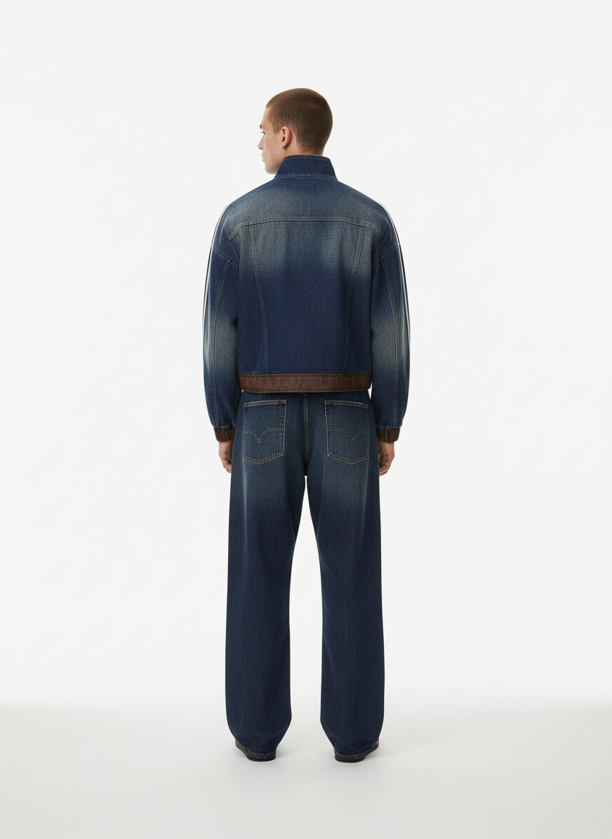 Retro Badge Embroidered Cropped Denim Jacket