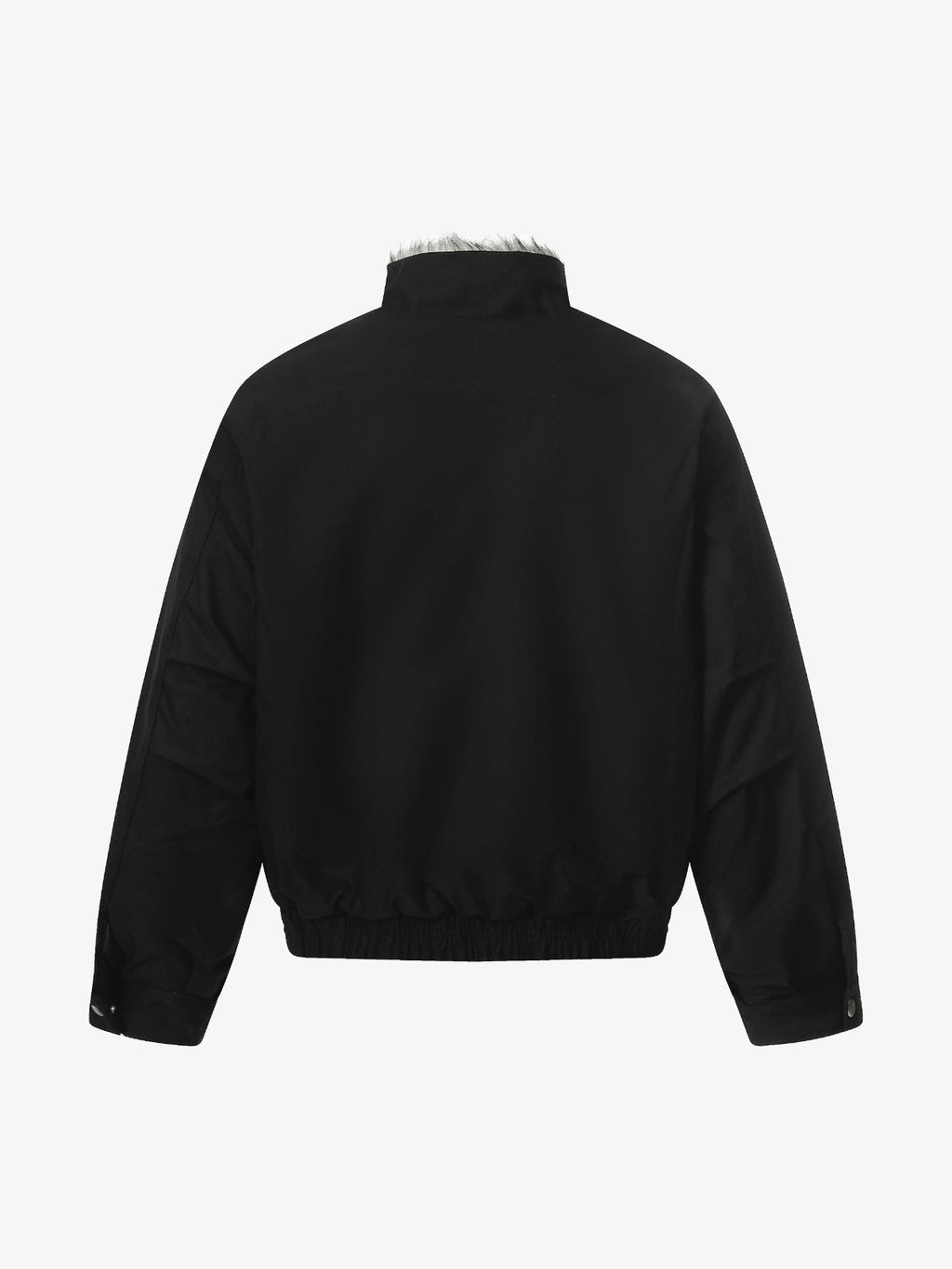 Vintage Stand Collar Fur Lined Bomber Jacket