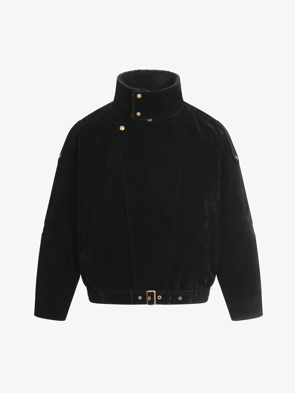 Retro Asymmetrical Lambswool Suede Padded Jacket