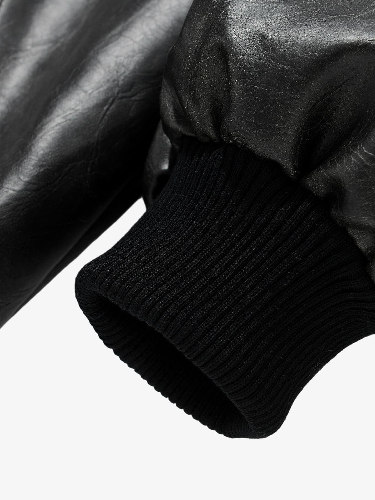 Retro Distressed Washed PU Leather Cotton Jacket