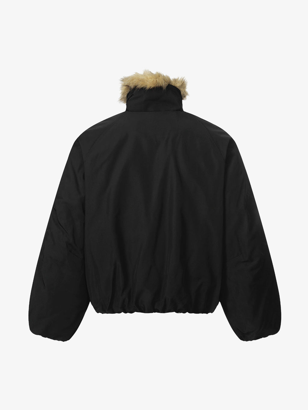 Vintage Zipper Design Fur Stand Collar Bomber Jacket