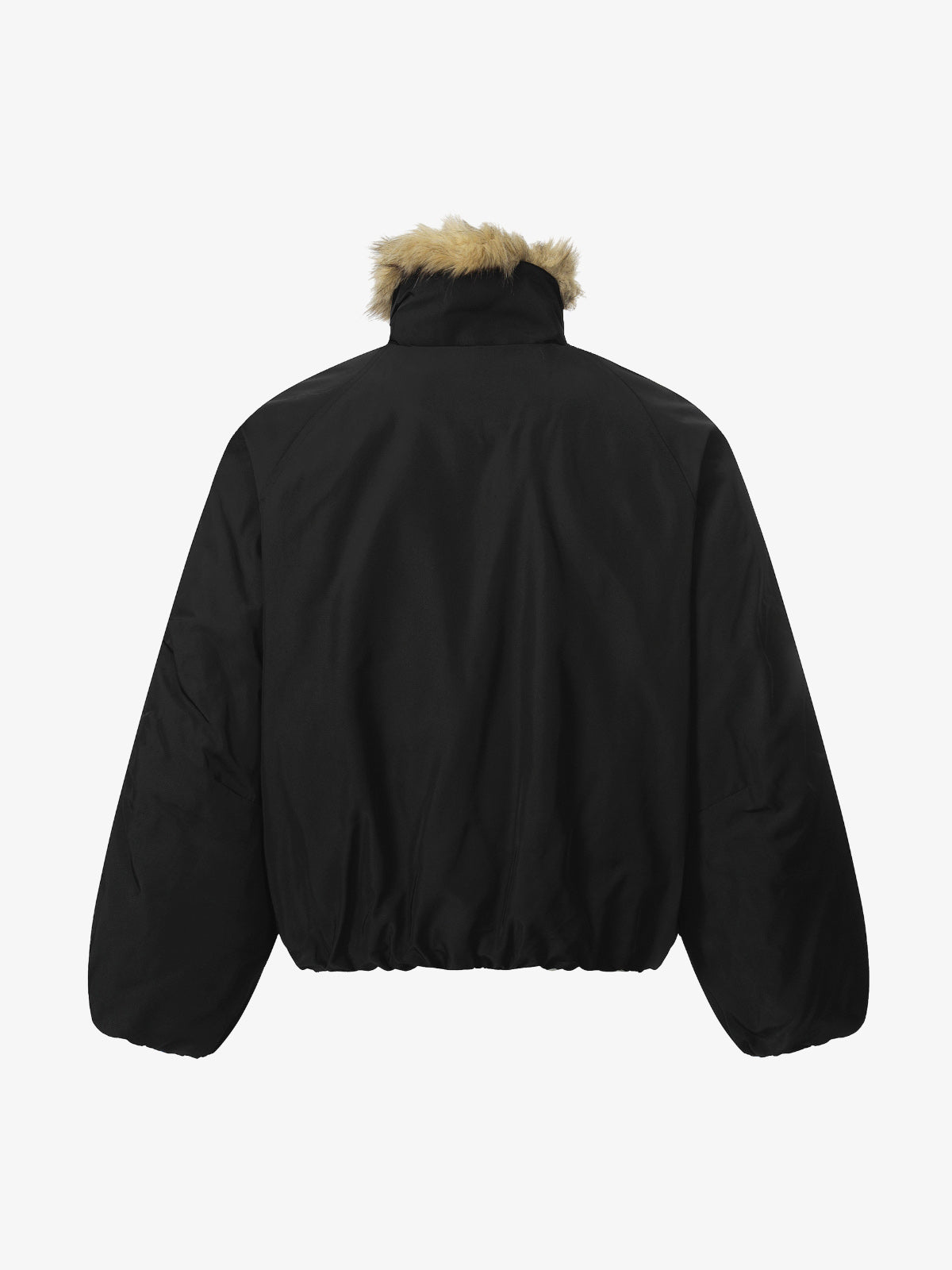 Vintage Zipper Design Fur Stand Collar Bomber Jacket