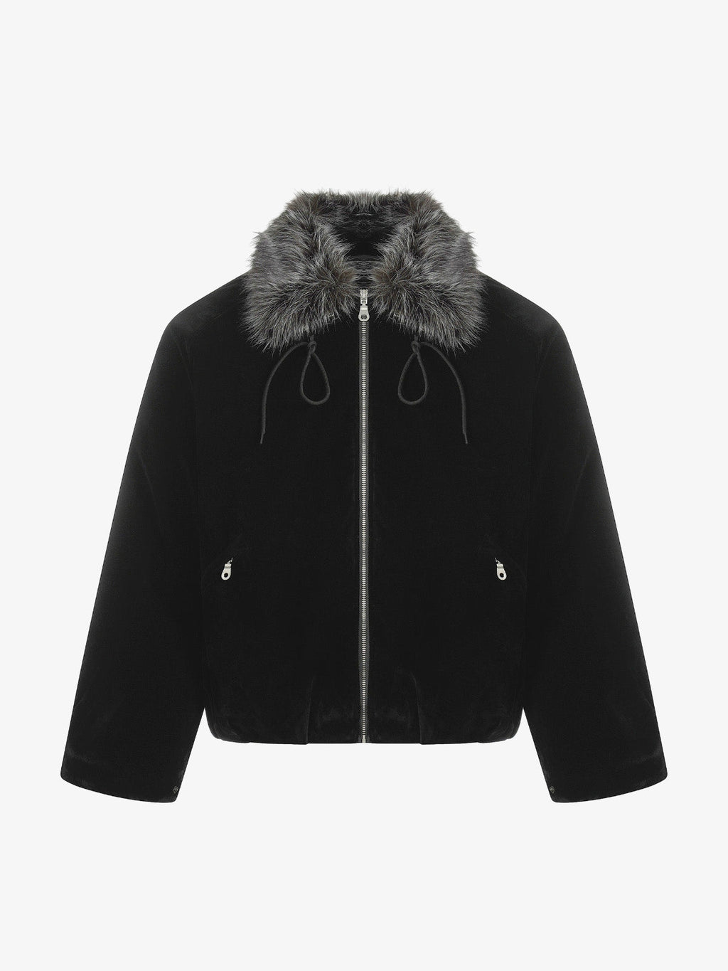 Vintage Drawstring Design Fur Collar Padded Jacket
