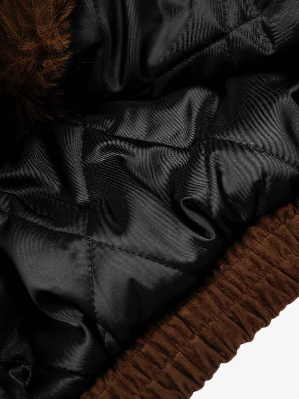 Streetwear Metal Clip Faux Fur Hooded Suede Bomber Jacket