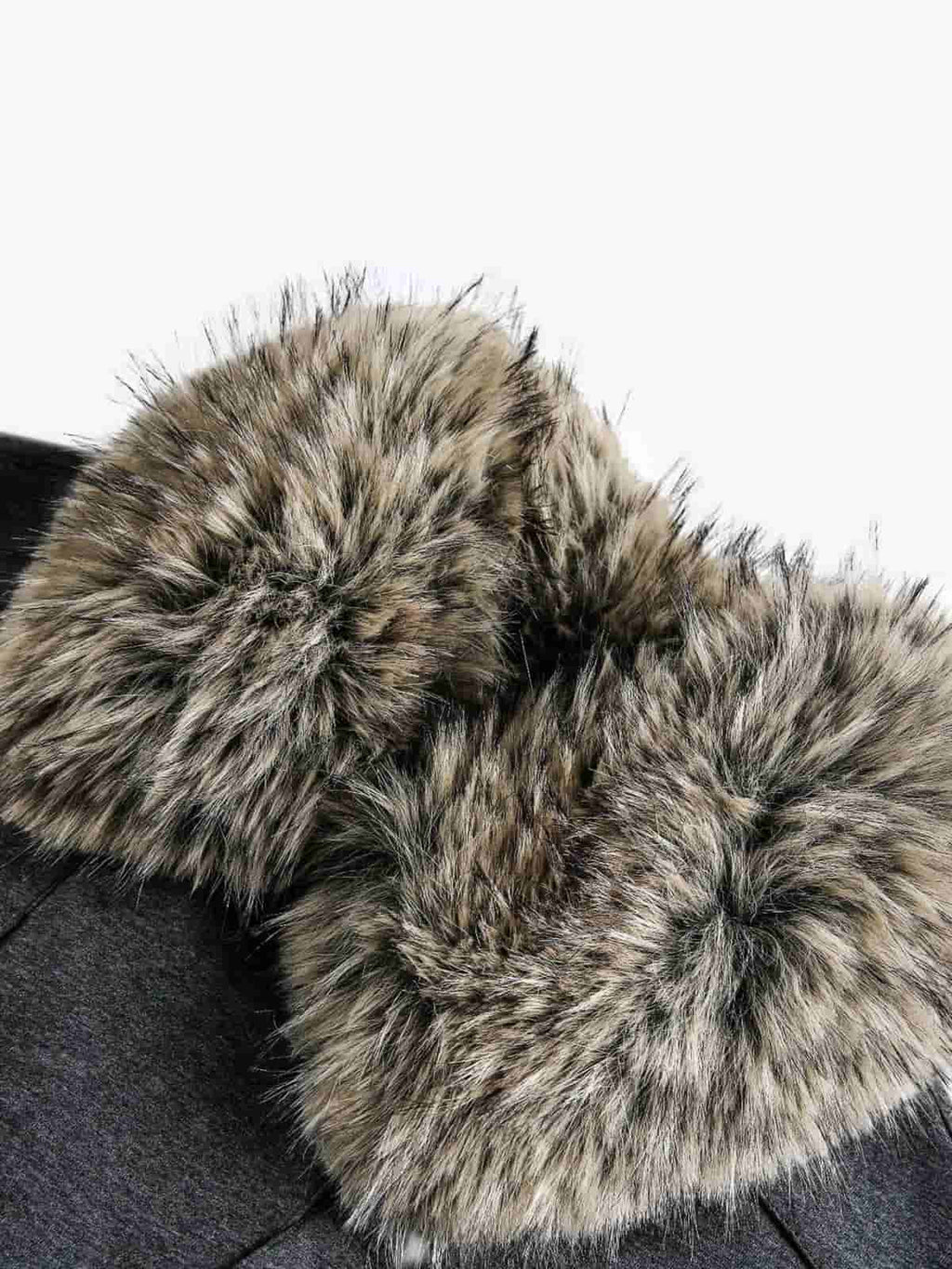 Retro Detachable Faux Fur Collar Washed Bomber Jacket
