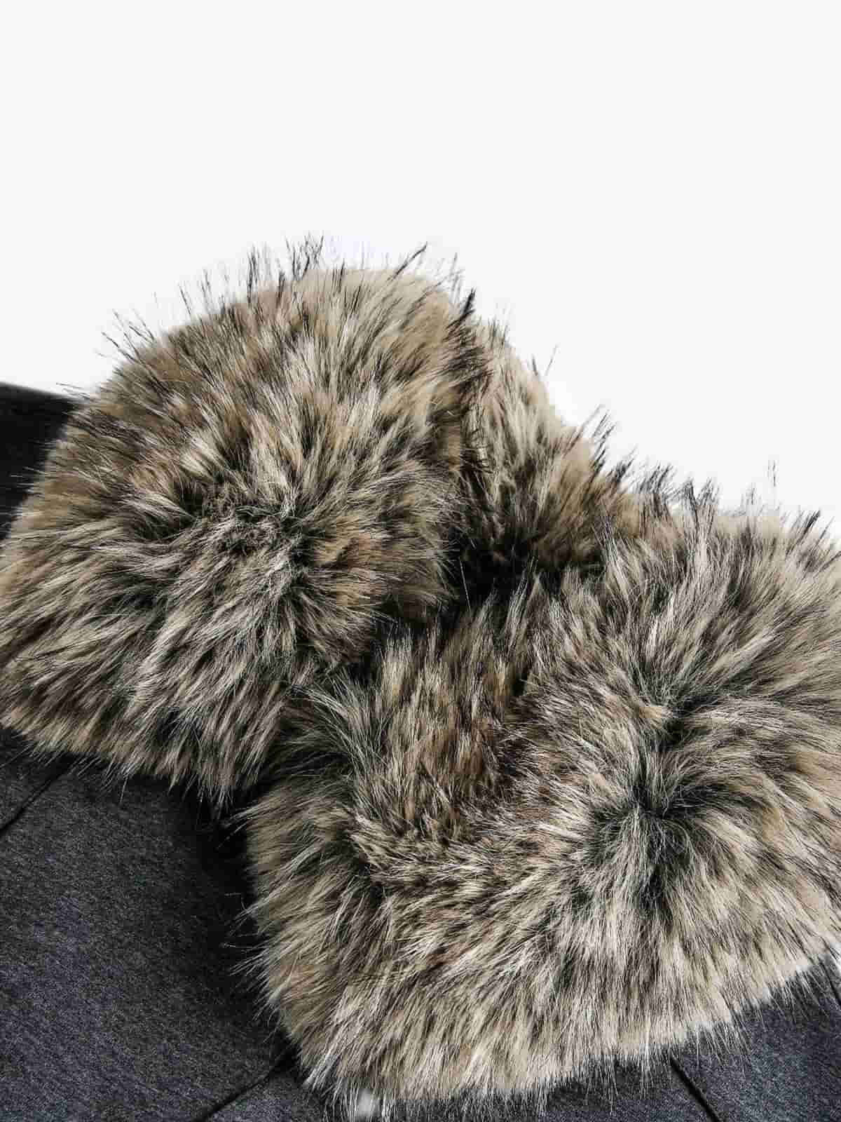 Retro Detachable Faux Fur Collar Washed Bomber Jacket
