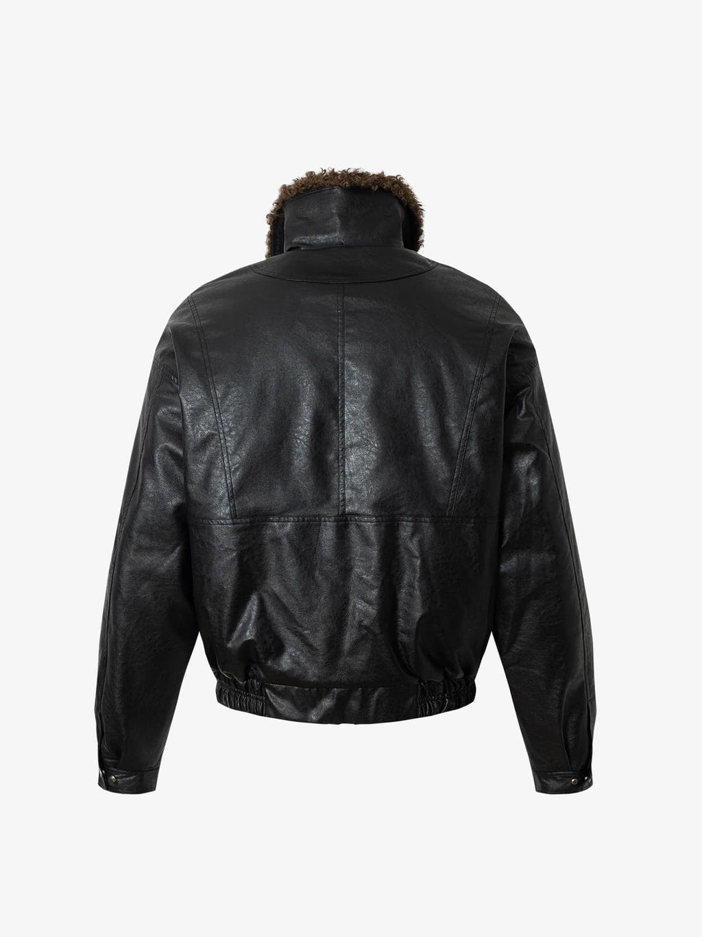 Vintage Detachable Fur Collar Quilted Leather Jacket - 2523