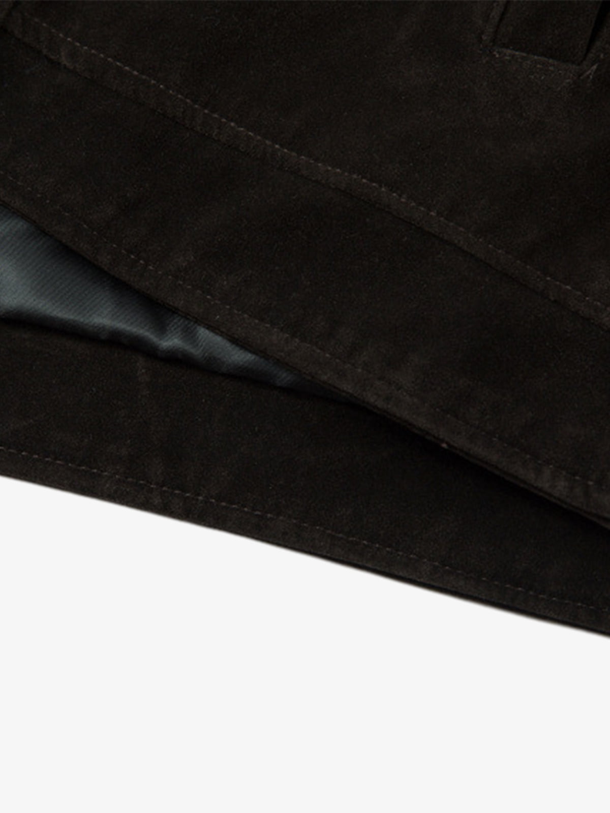 Retro Unique Metal Button Suede Lapel Bomber Jacket - 2538