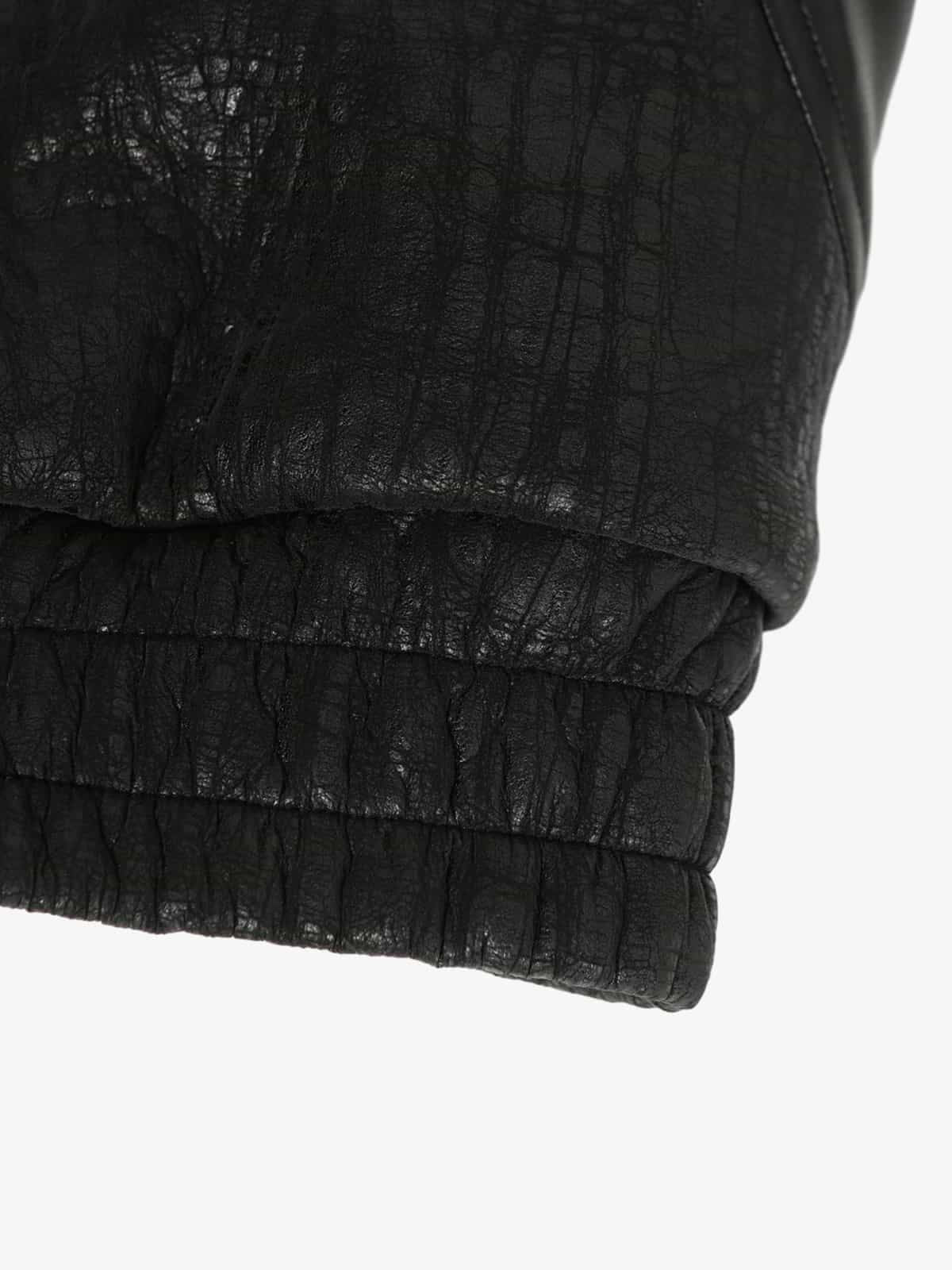 Retro Textured PU Patchwork Workwear Bomber Jacket