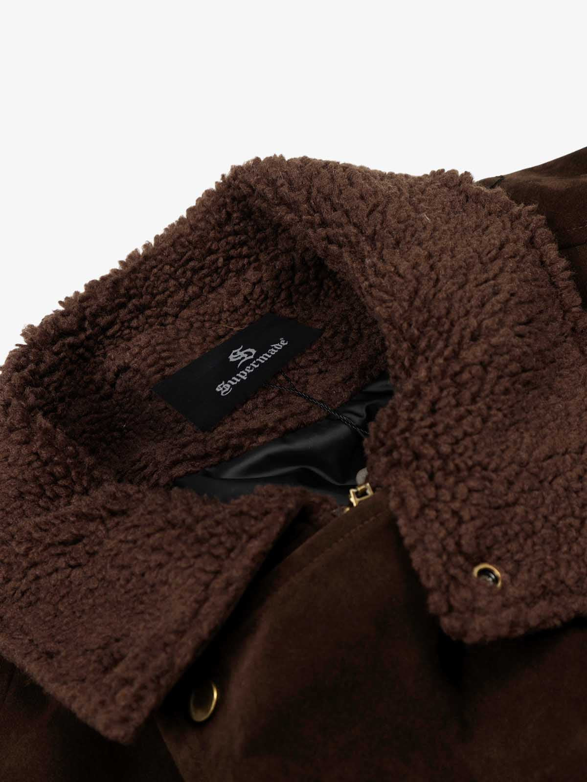 Retro Asymmetrical Lambswool Suede Padded Jacket