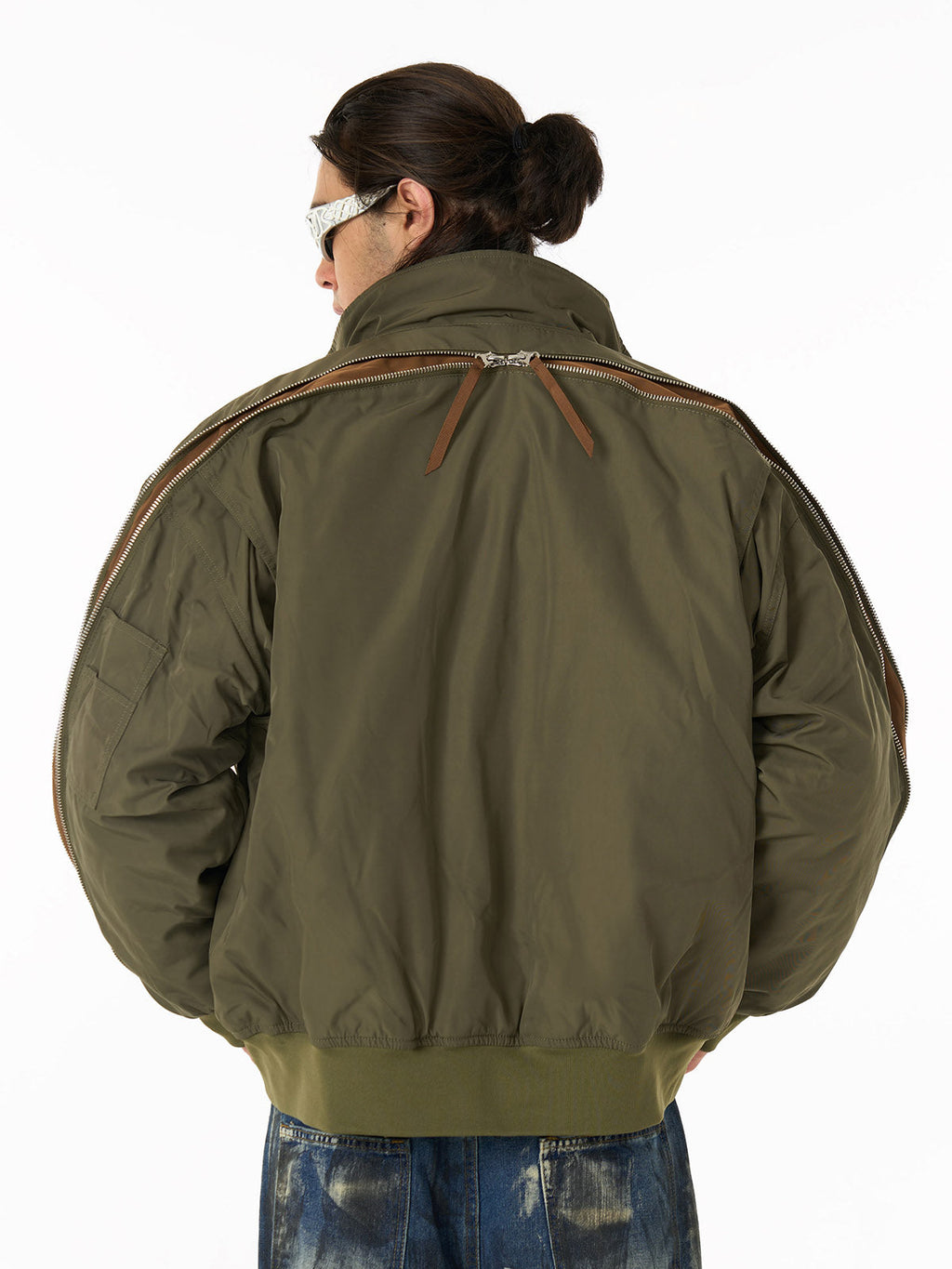 Retro Street Hip-Hop Zipper Design Bomber Jacket