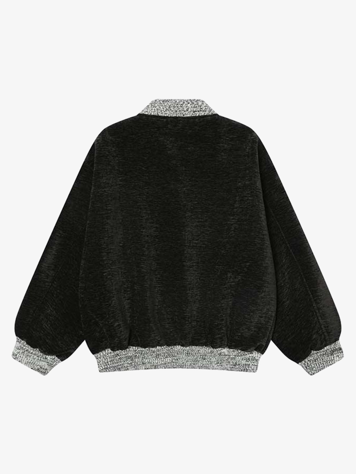 Vintage Chenille Color-Block Baseball Collar Jacket