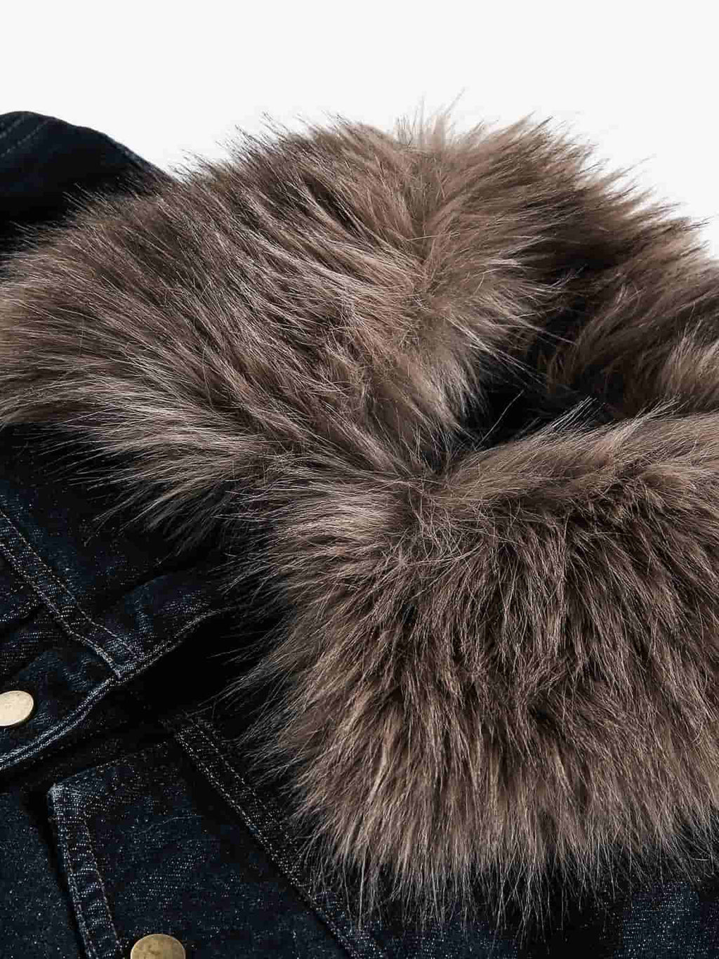 Retro Detachable Fur Collar Workwear Denim Jacket