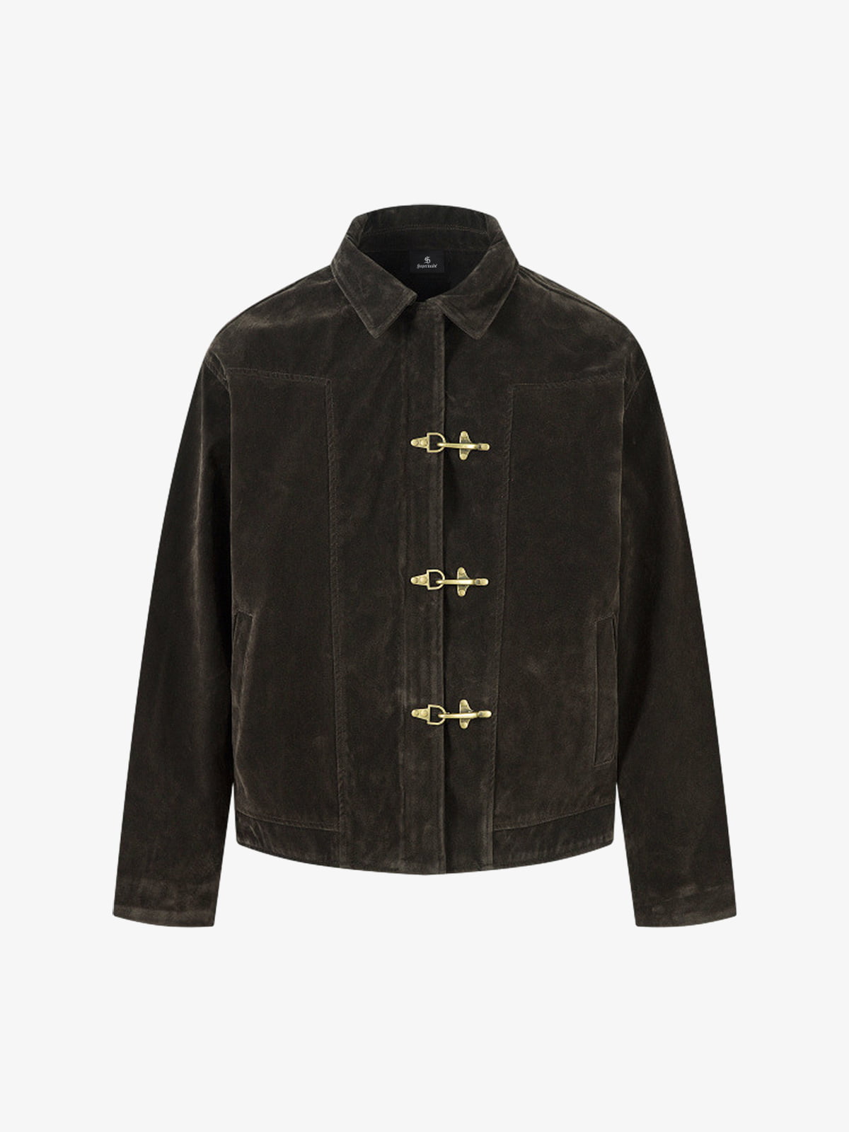 Retro Unique Metal Button Suede Lapel Bomber Jacket - 2538