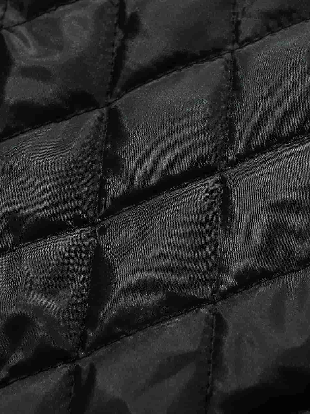 Retro Contrast Fur Collar Quilted Cotton Bomber Jacket